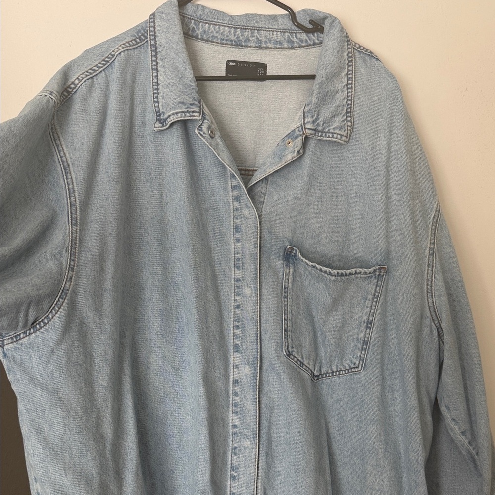 ASOS Curve Light Blue Denim Mini Dress - Picture 3 of 7